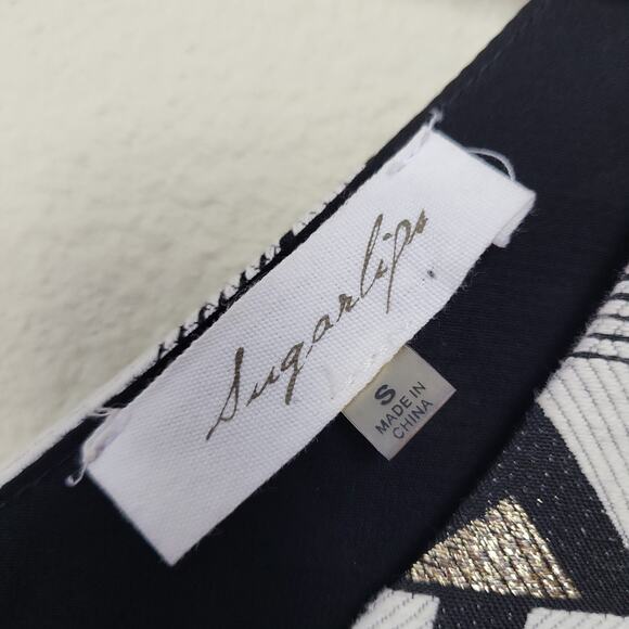 Sugarlips Womens Black White Sleeveless V Neck Cut Out Mini Dress Size Small - Picture 4 of 9